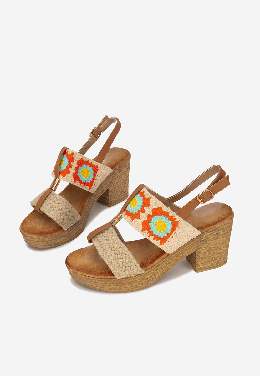 Béžové sandále na hrubom opätku a platforme Zeina V3
