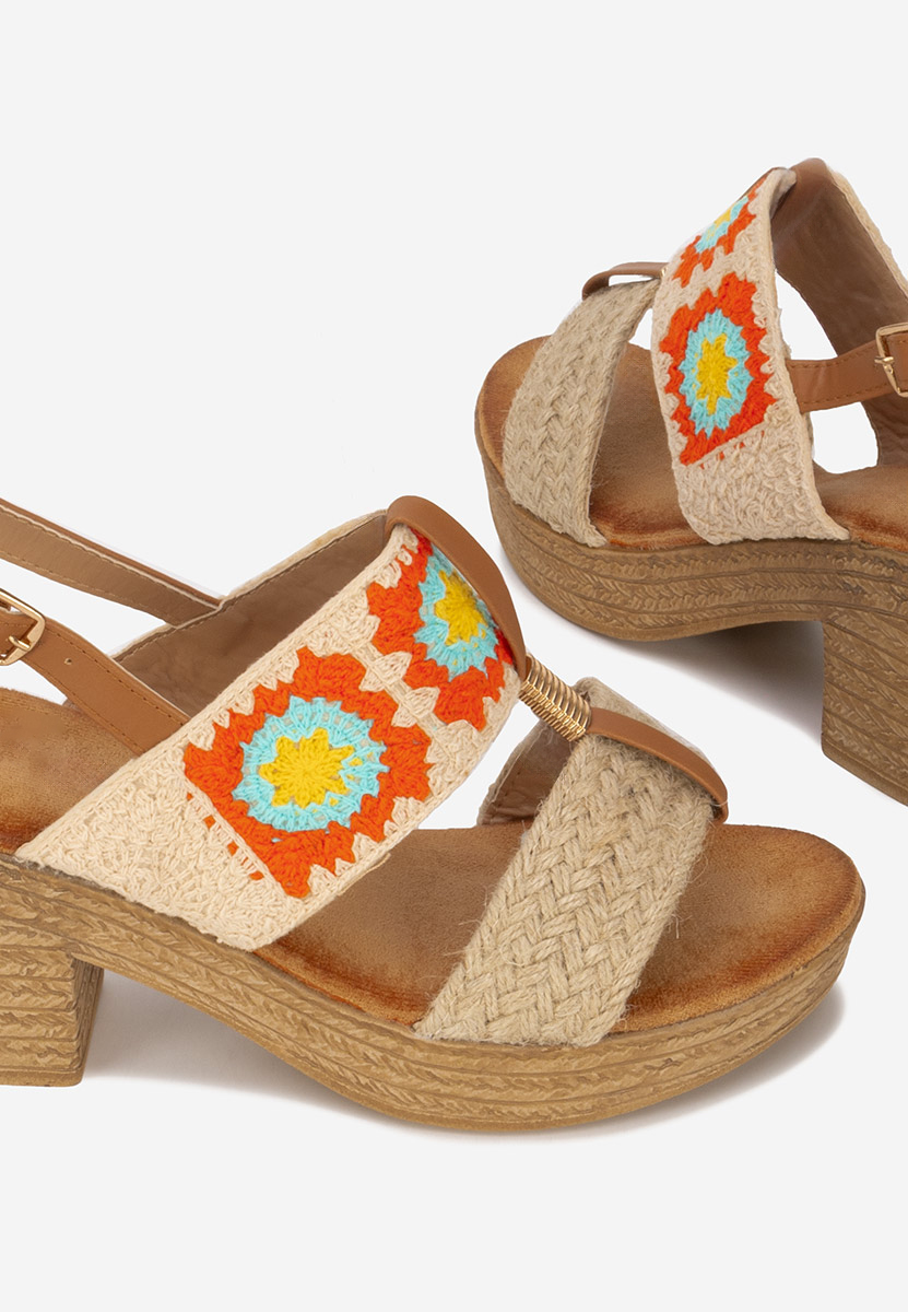 Béžové sandále na hrubom opätku a platforme Zeina V3