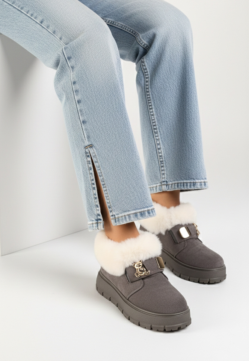 Sivé dámske zimné členkové čižmy Amilce