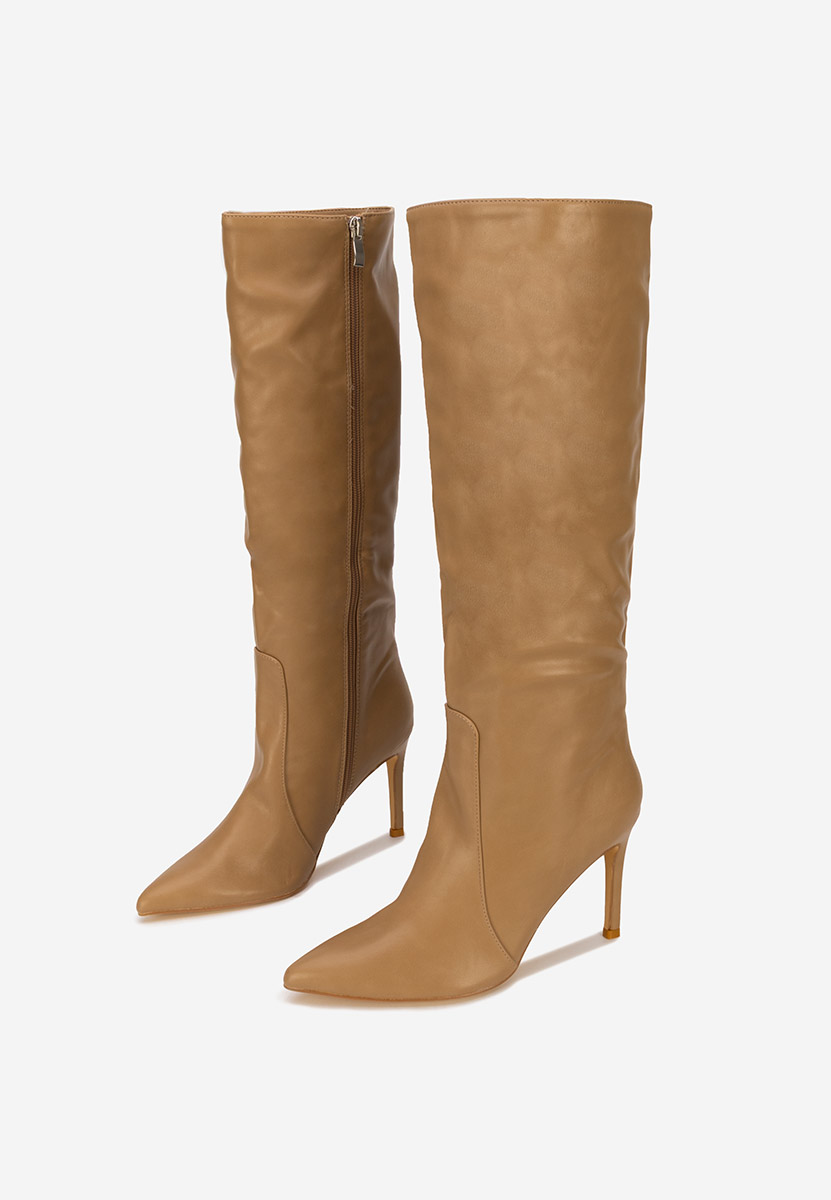 Khaki čižmy na tenkom podpätku Monza