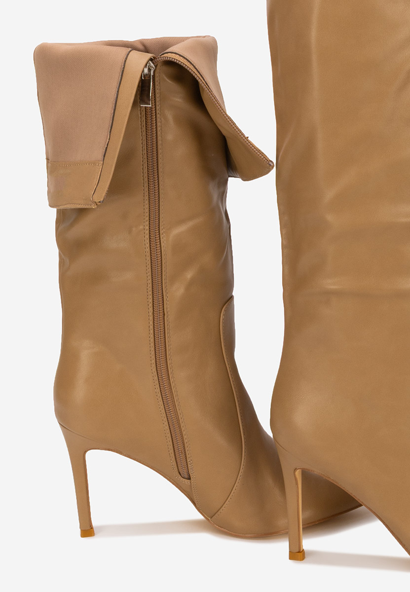 Khaki čižmy na tenkom podpätku Monza