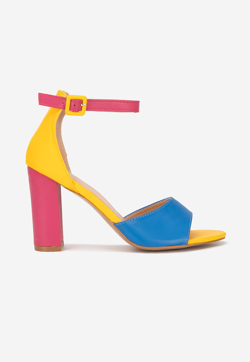 Farebné sandále na hrubom opätku Zandra