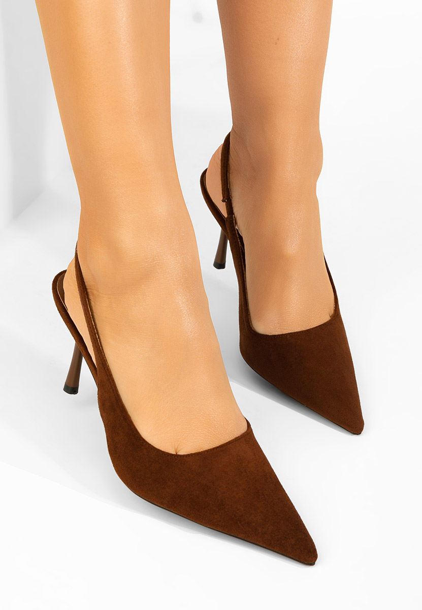 Hnedé lodičky s otvorenou pätou Karila