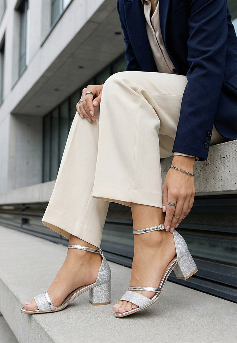 Strieborné dámske elegantné sandále Malena