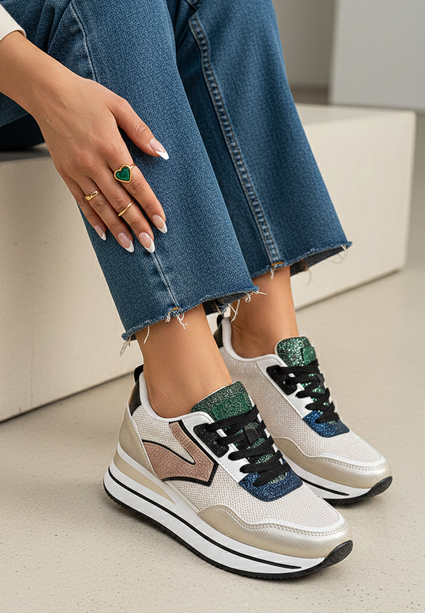 Zlaté tenisky na platforme Tarika