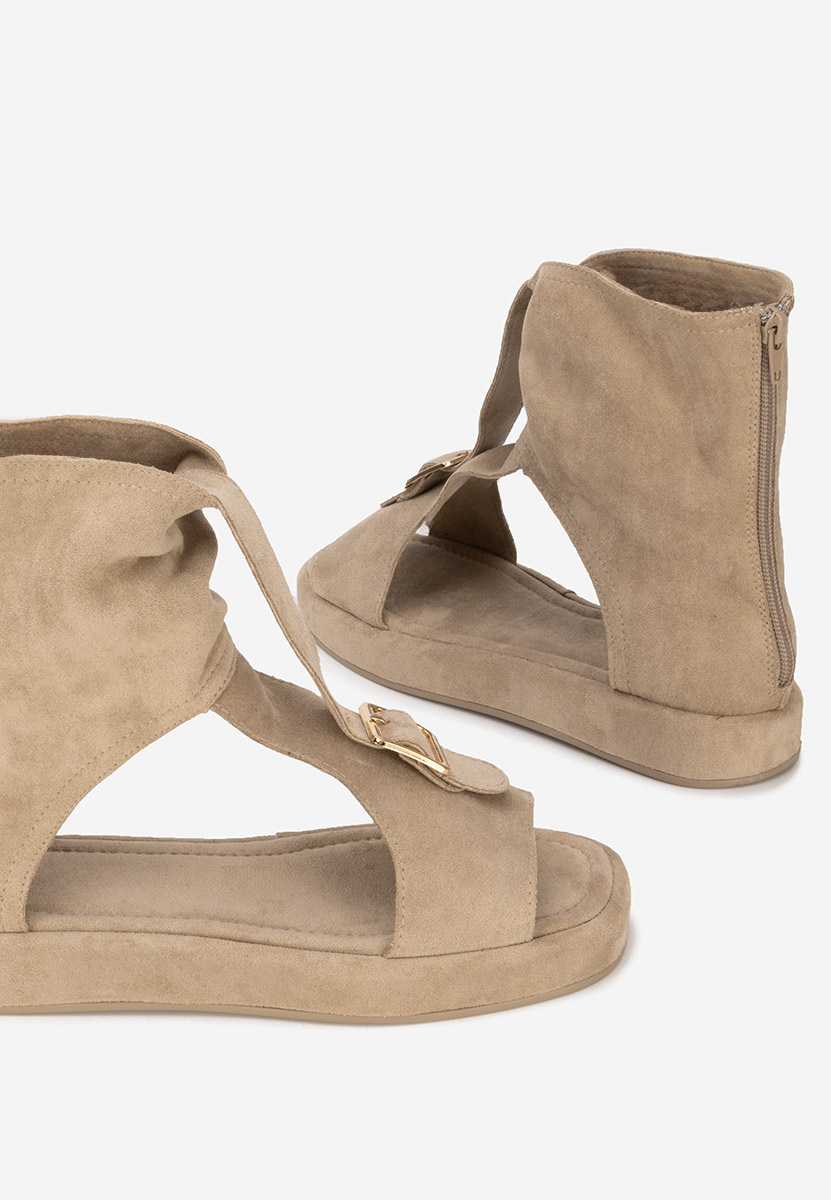 Khaki dámske nízke sandále Petria