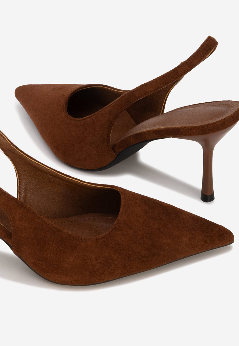 Hnedé lodičky s otvorenou pätou Karila