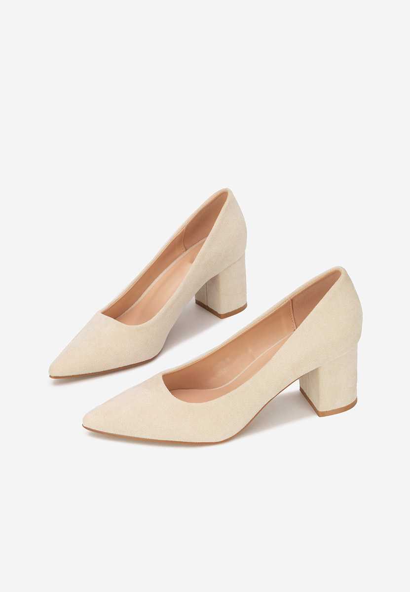 Béžové lodičky na hrubom opätku Jolenia