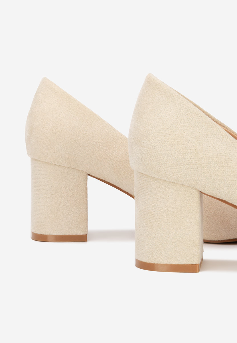 Béžové lodičky na hrubom opätku Jolenia