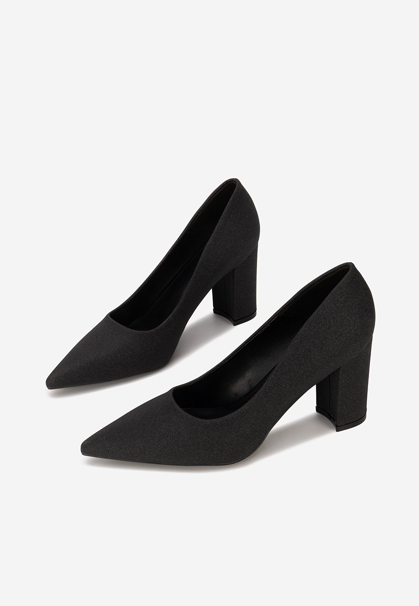 Čierne lodičky na hrubom opätku Sineva