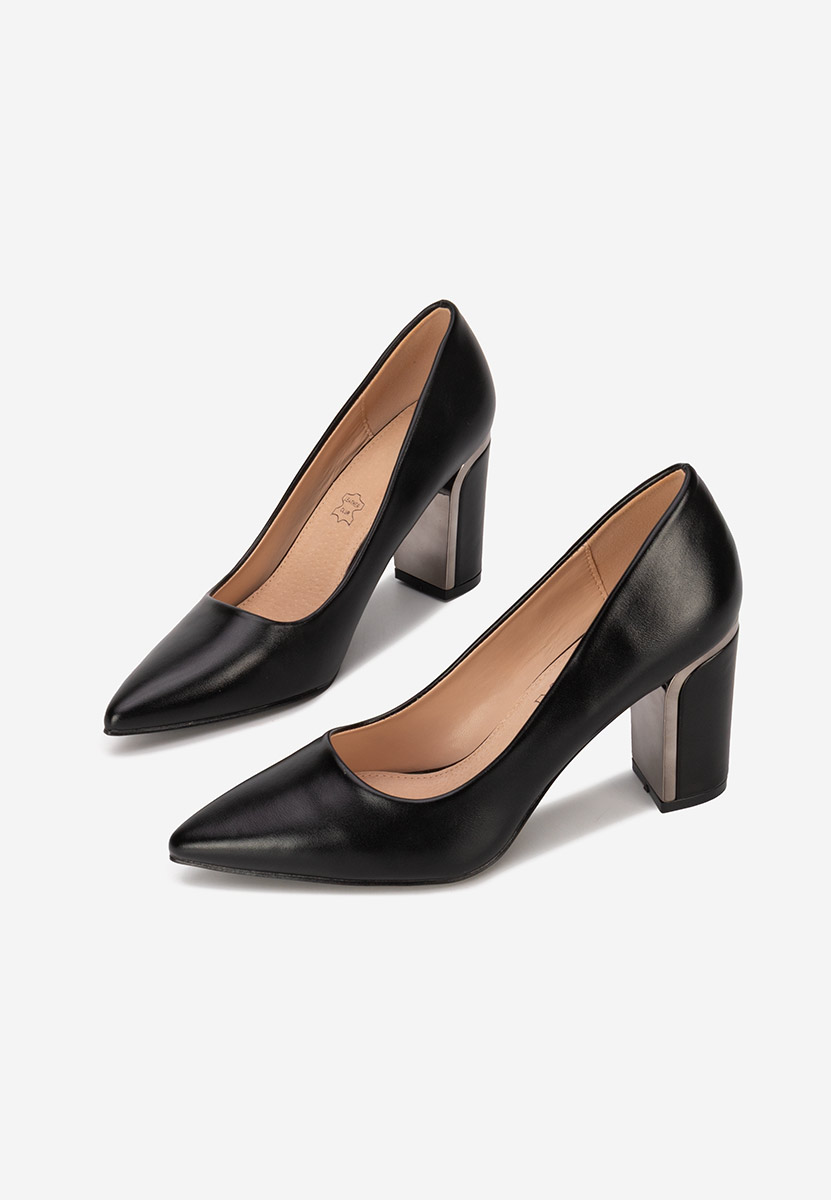 Čierne lodičky na hrubom opätku Geoana