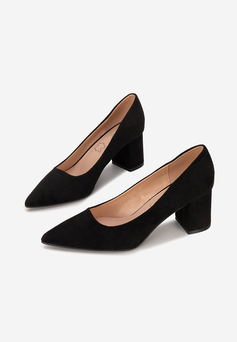 Čierne lodičky na hrubom opätku Jolenia