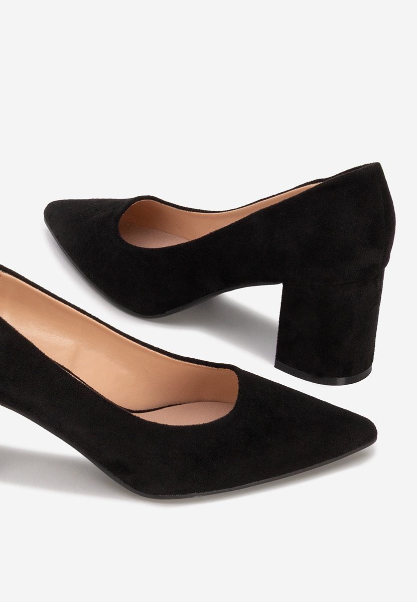 Čierne lodičky na hrubom opätku Jolenia