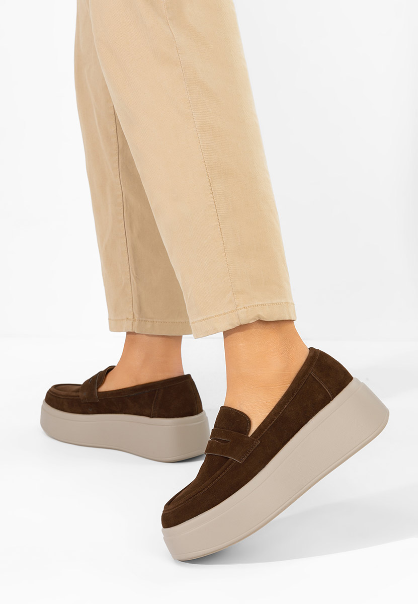 Hnedé dámske mokasíny na platforme Herminia