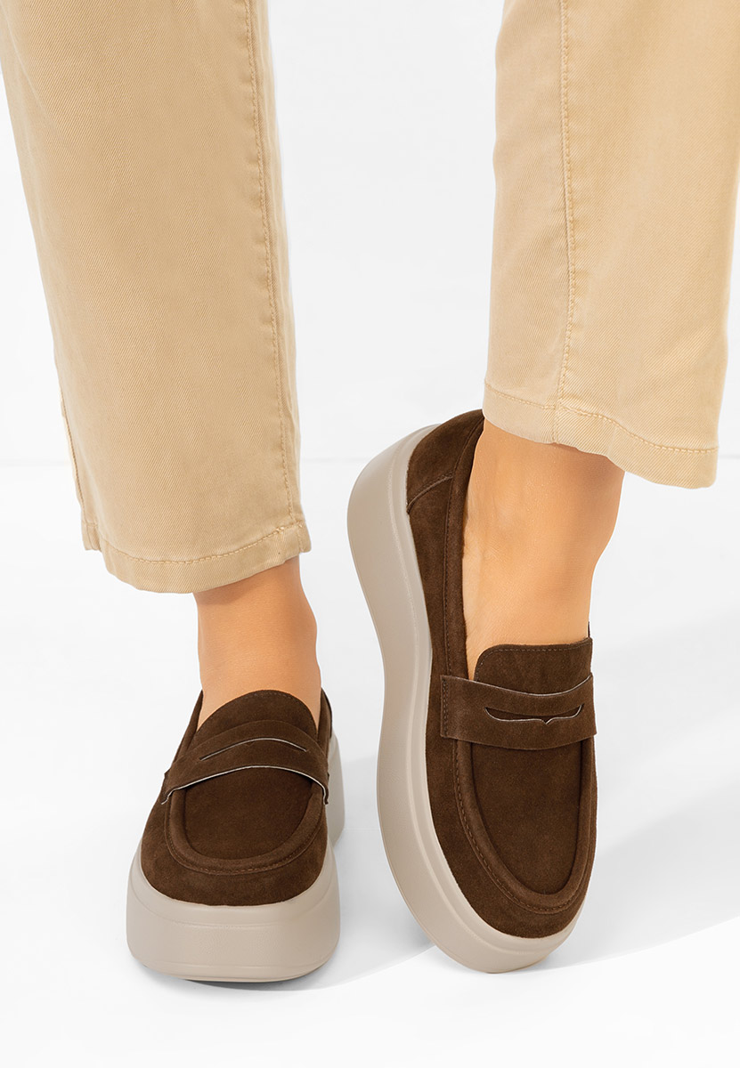 Hnedé dámske mokasíny na platforme Herminia