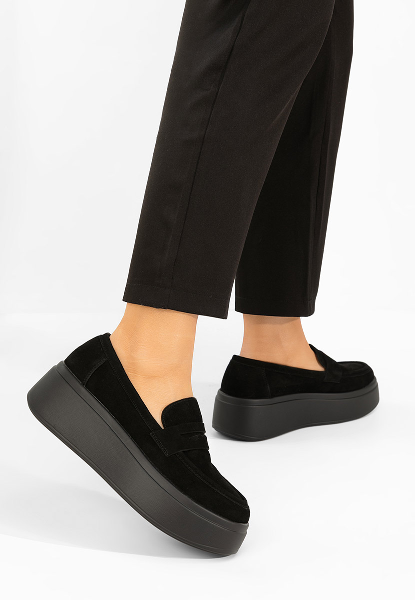 Čierne dámske mokasíny na platforme Herminia