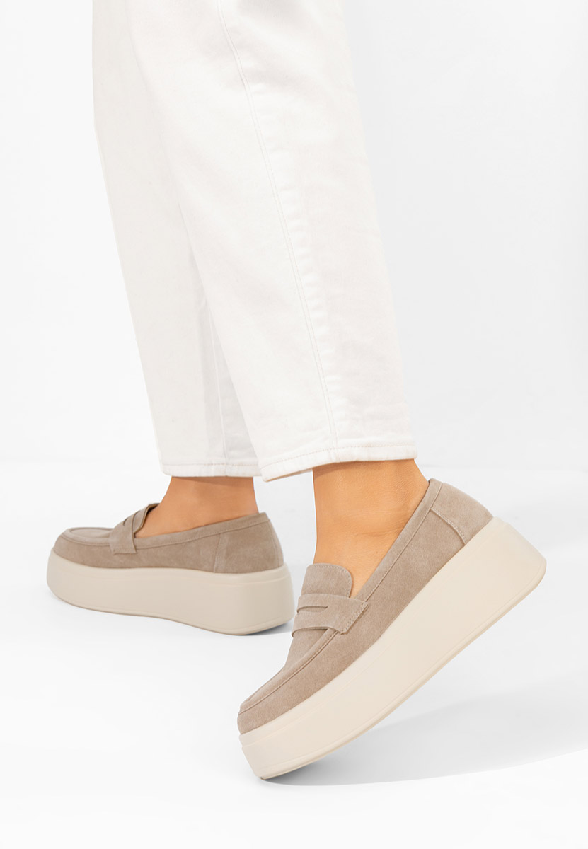 Khaki dámske mokasíny na platforme Herminia