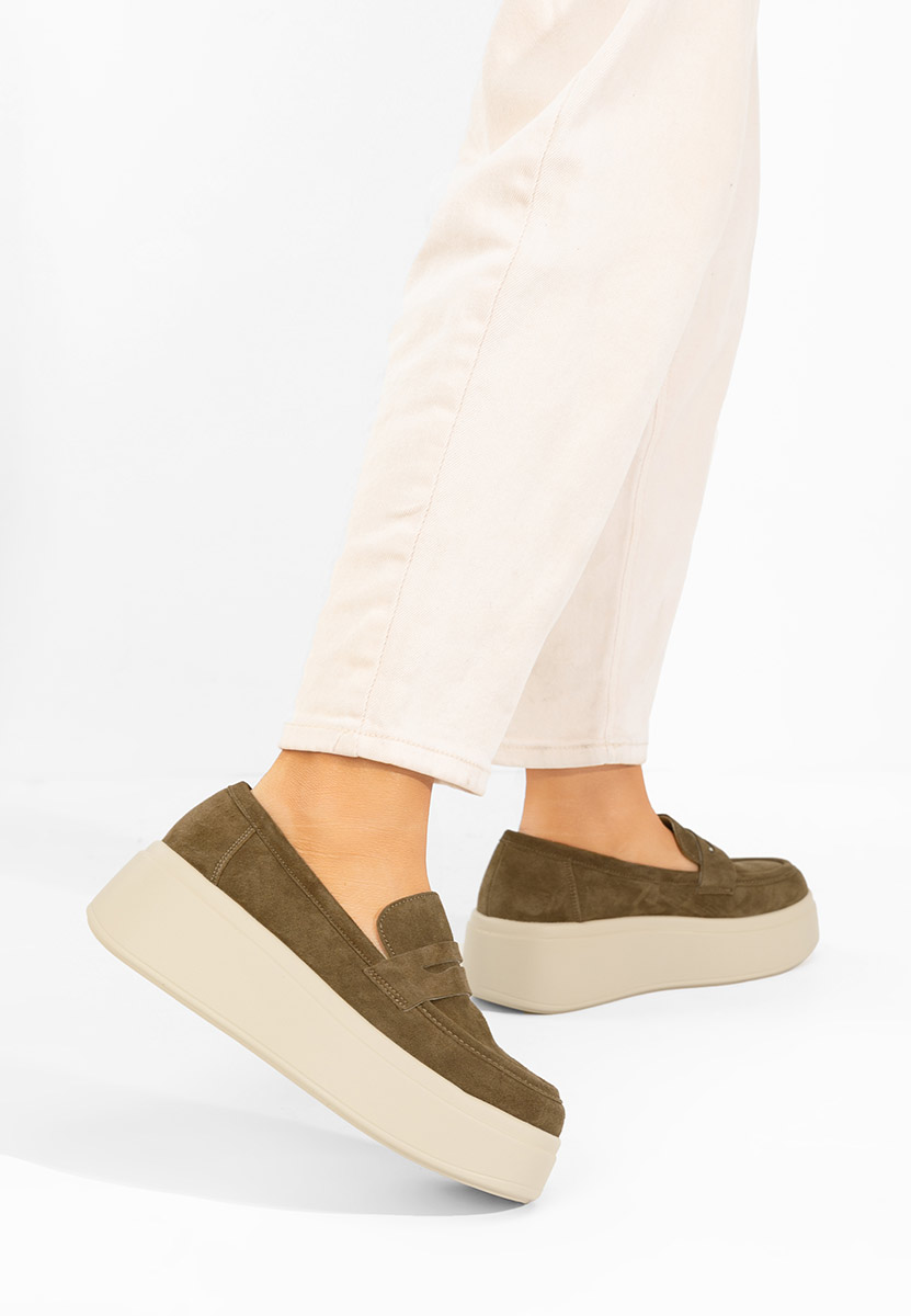 Zelené dámske mokasíny na platforme Herminia