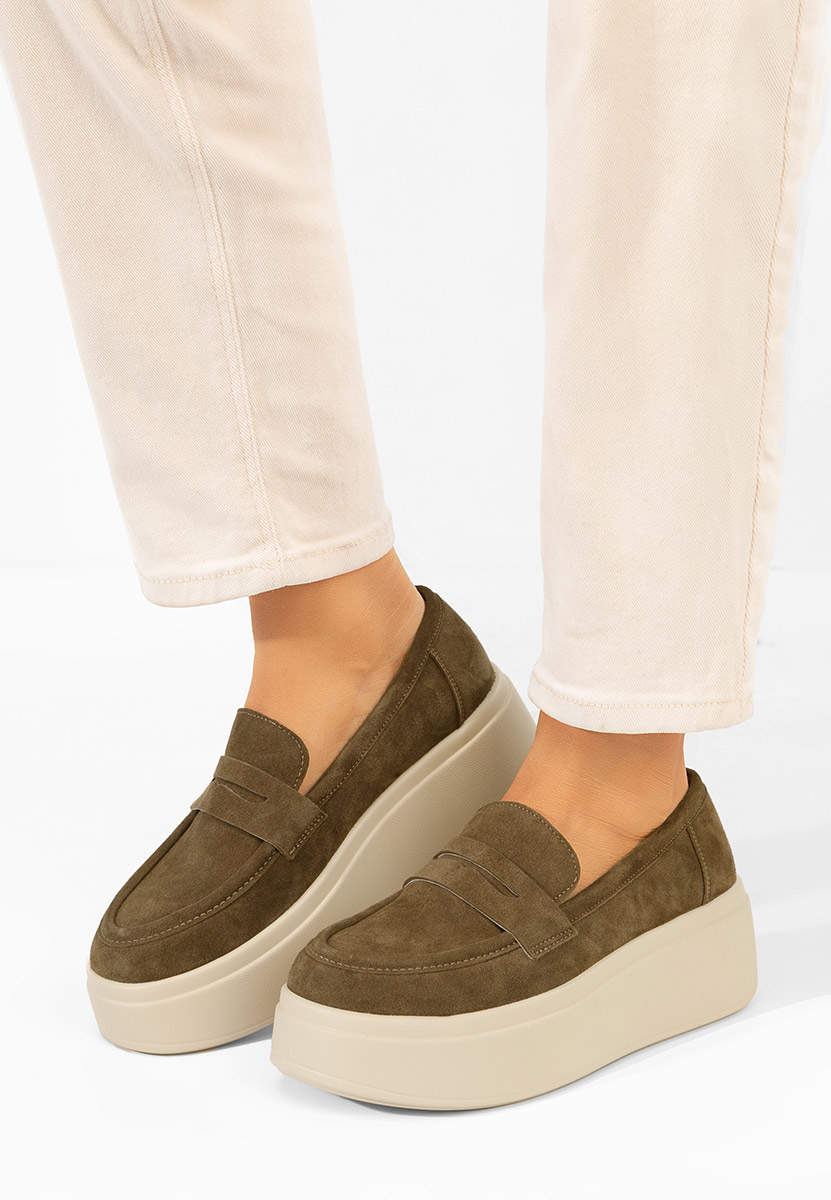 Zelené dámske mokasíny na platforme Herminia