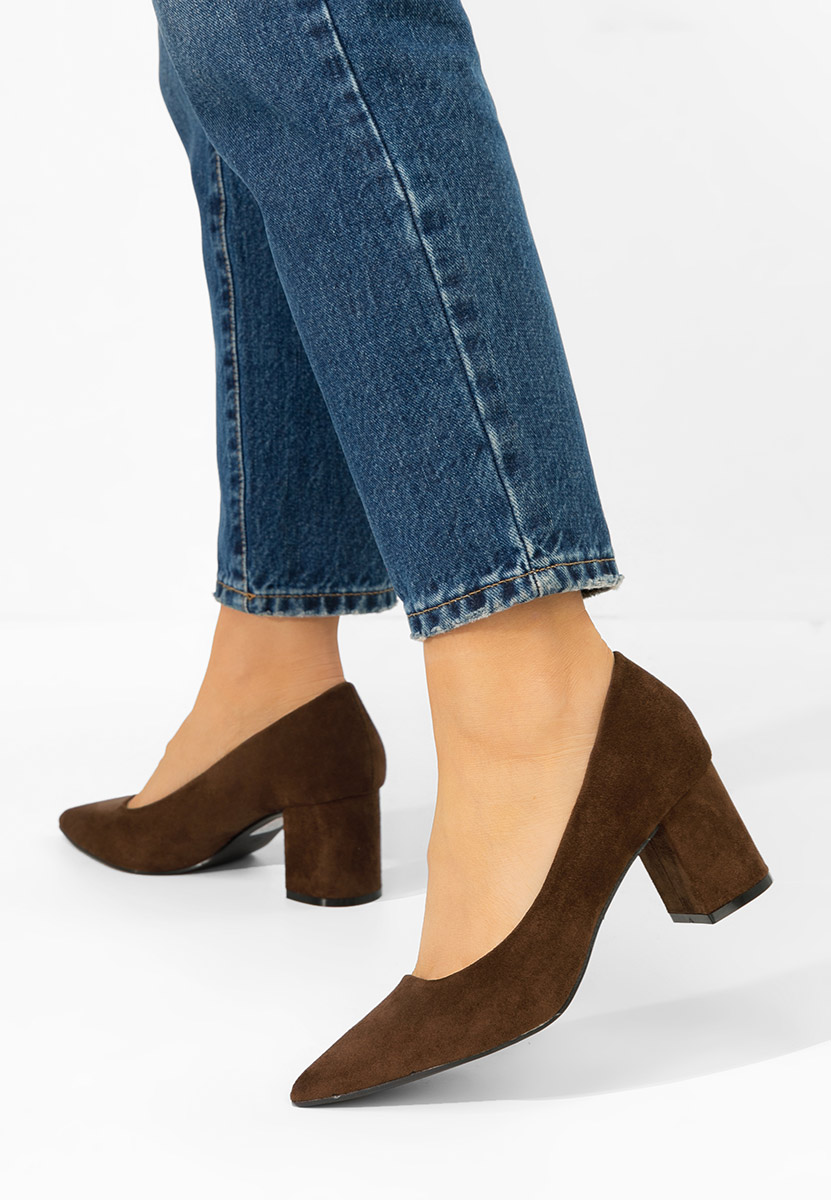 Hnedé lodičky na hrubom opätku Jolenia