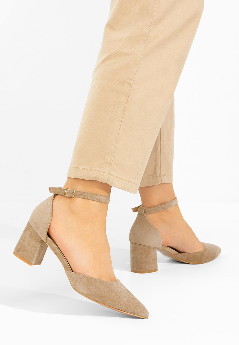 Khaki lodičky na hrubom opätku Elrosa