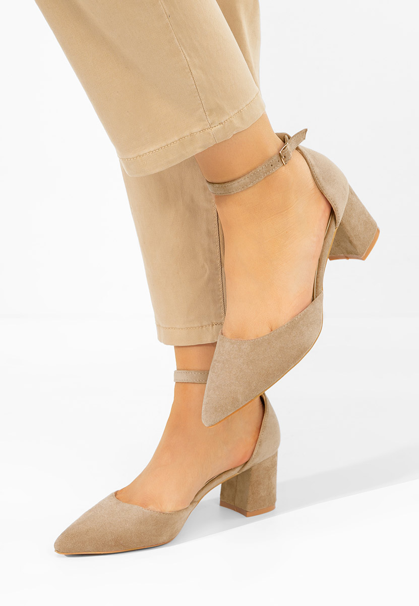 Khaki lodičky na hrubom opätku Elrosa