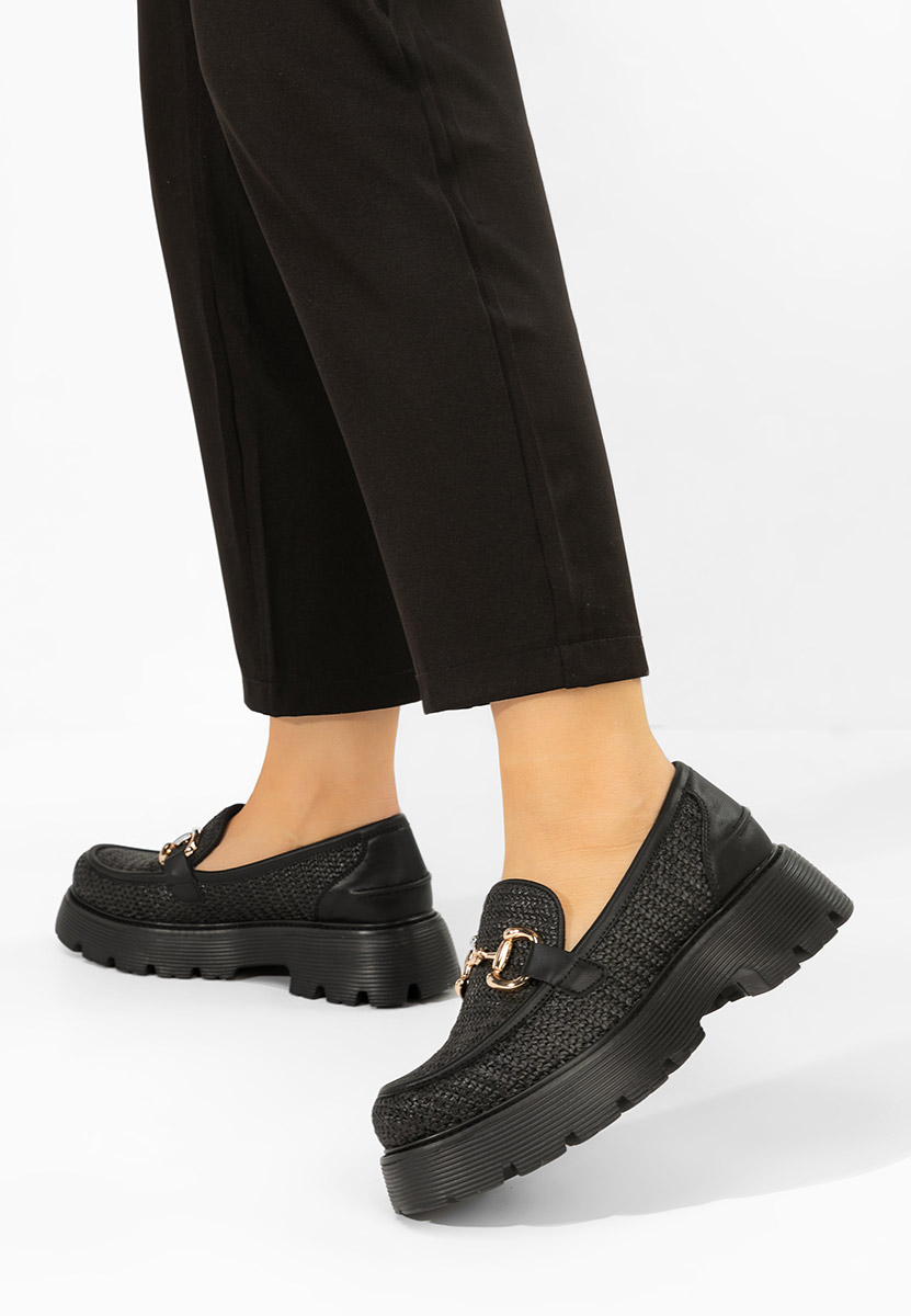 Čierne kožené mokasíny dámske Yolandia