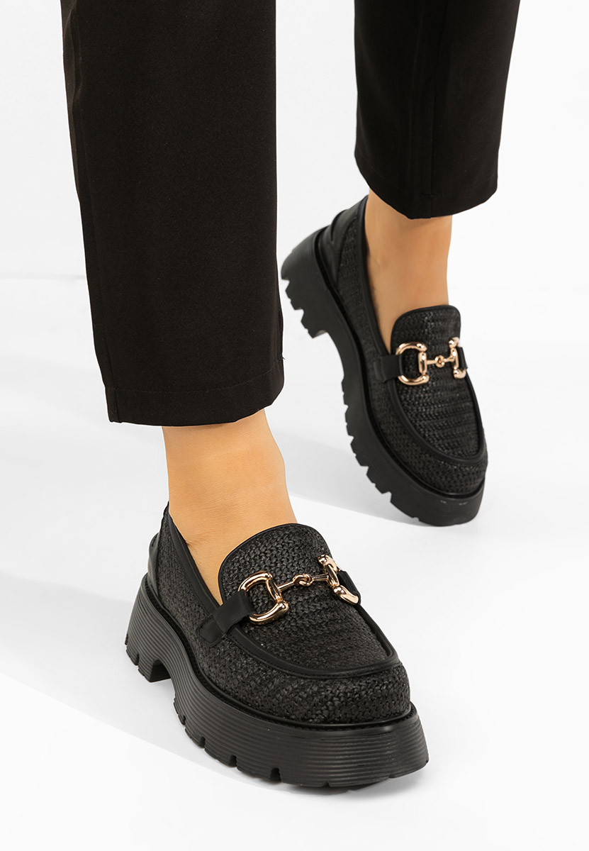 Čierne kožené mokasíny dámske Yolandia