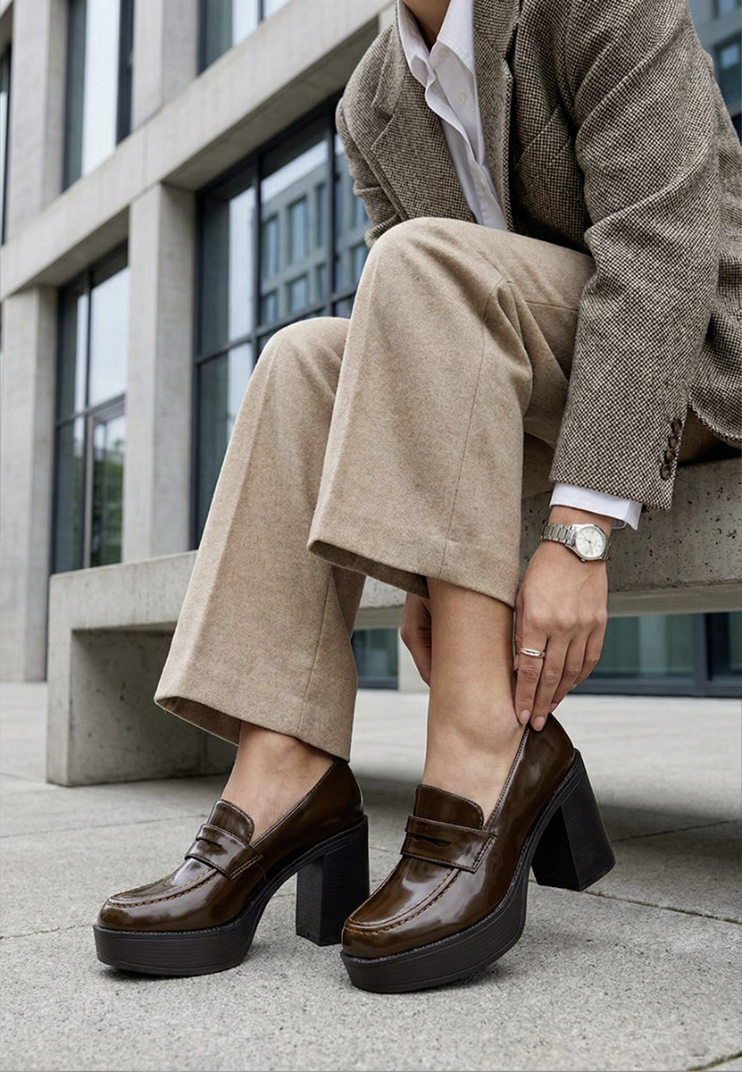 Hnedé mokasíny na opätku Meilani