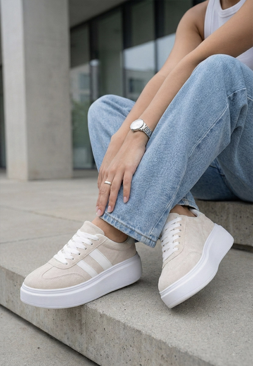 Béžové tenisky na platforme Semana