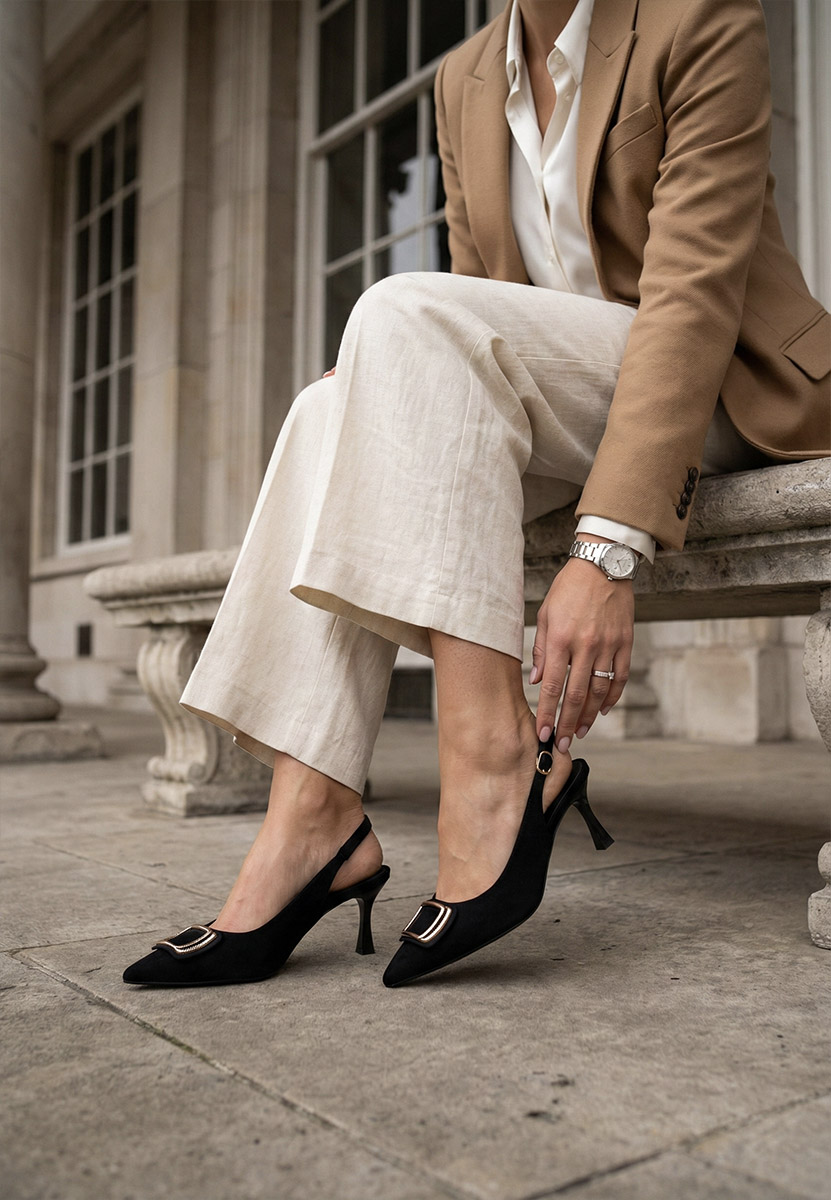 Čierne lodičky s otvorenou pätou Cristelia