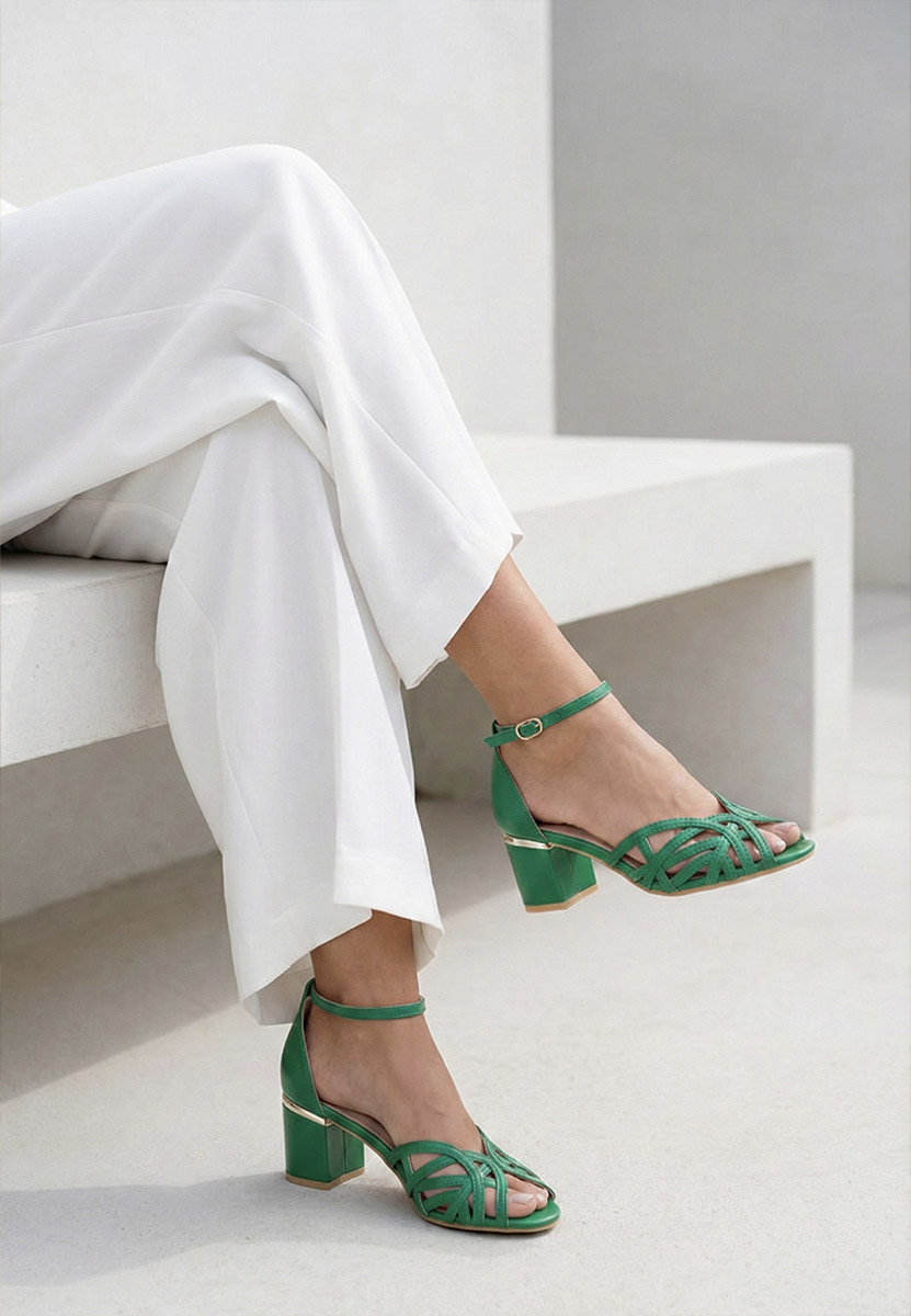 Zelené sandále na hrubom opätku Luigina
