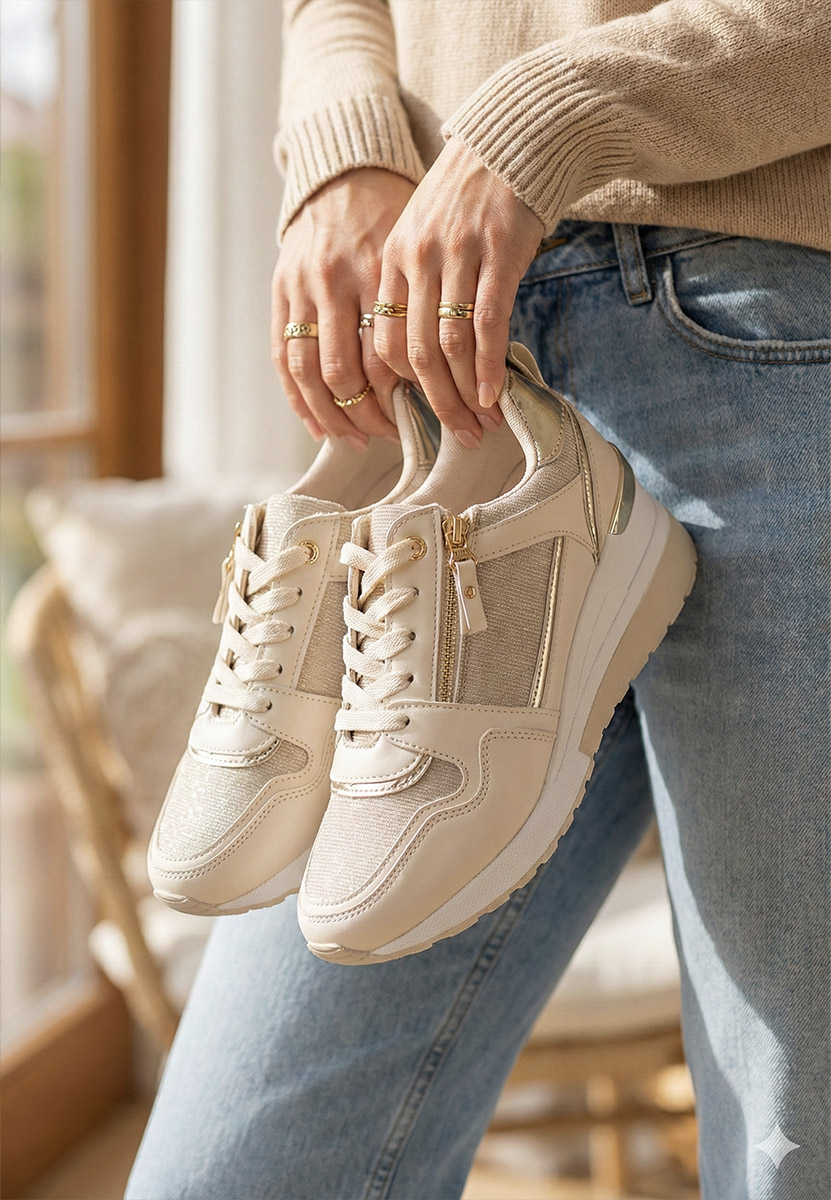 Béžové dámske tenisky na platforme Rafina V2