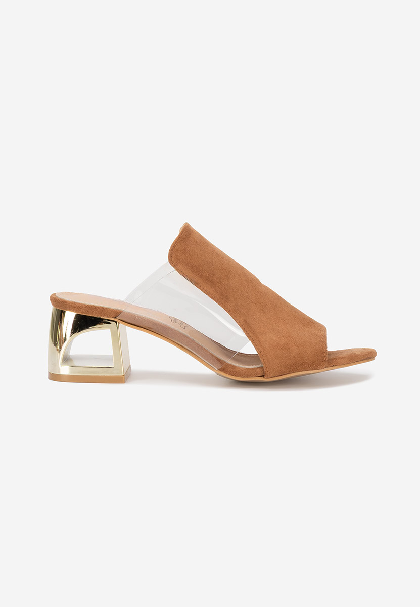 Hnedé šľapky na opätku Floriana V2