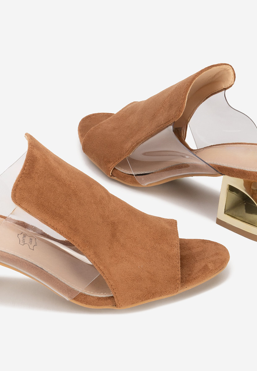 Hnedé šľapky na opätku Floriana V2