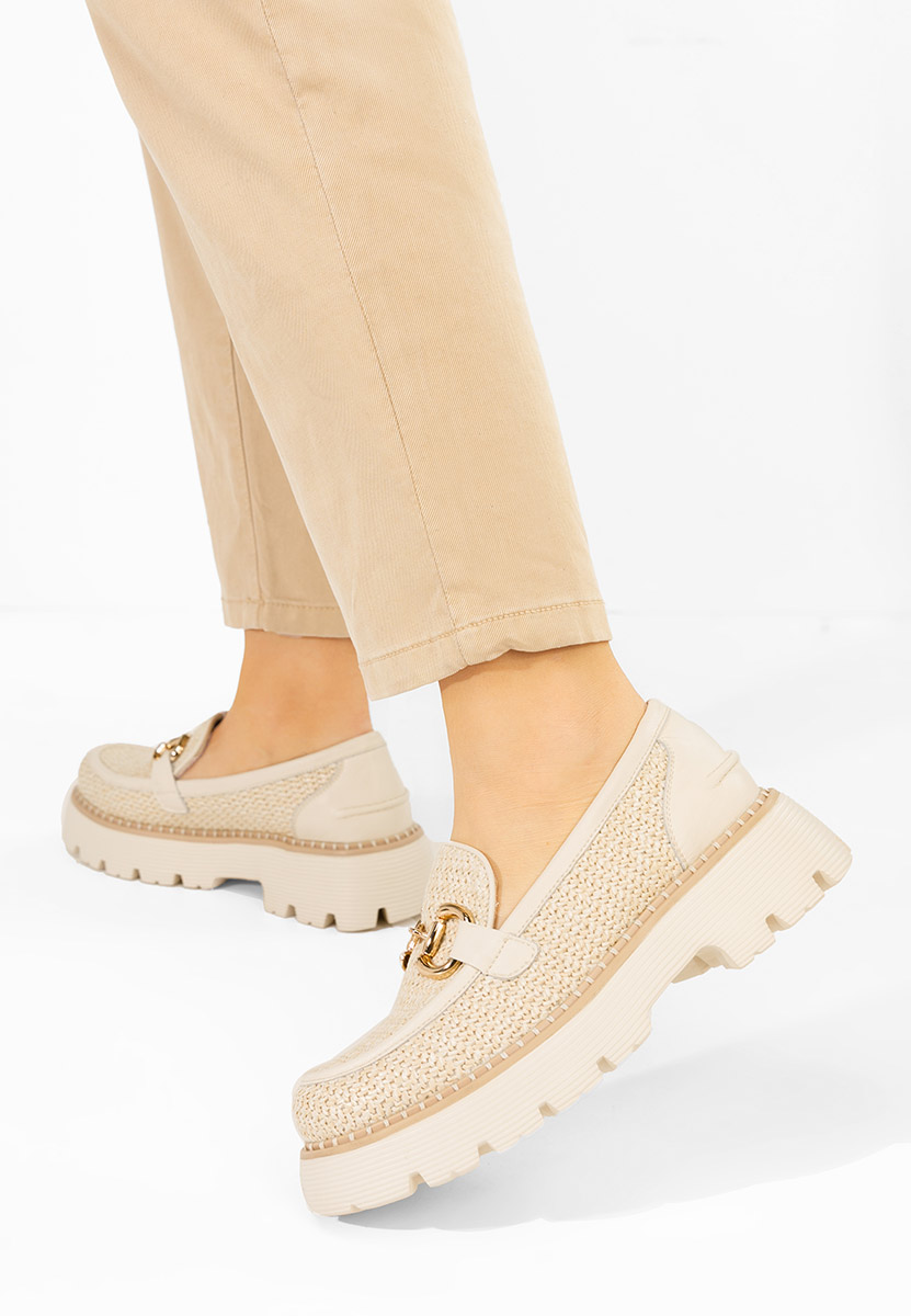 Béžové kožené mokasíny dámske Yolandia