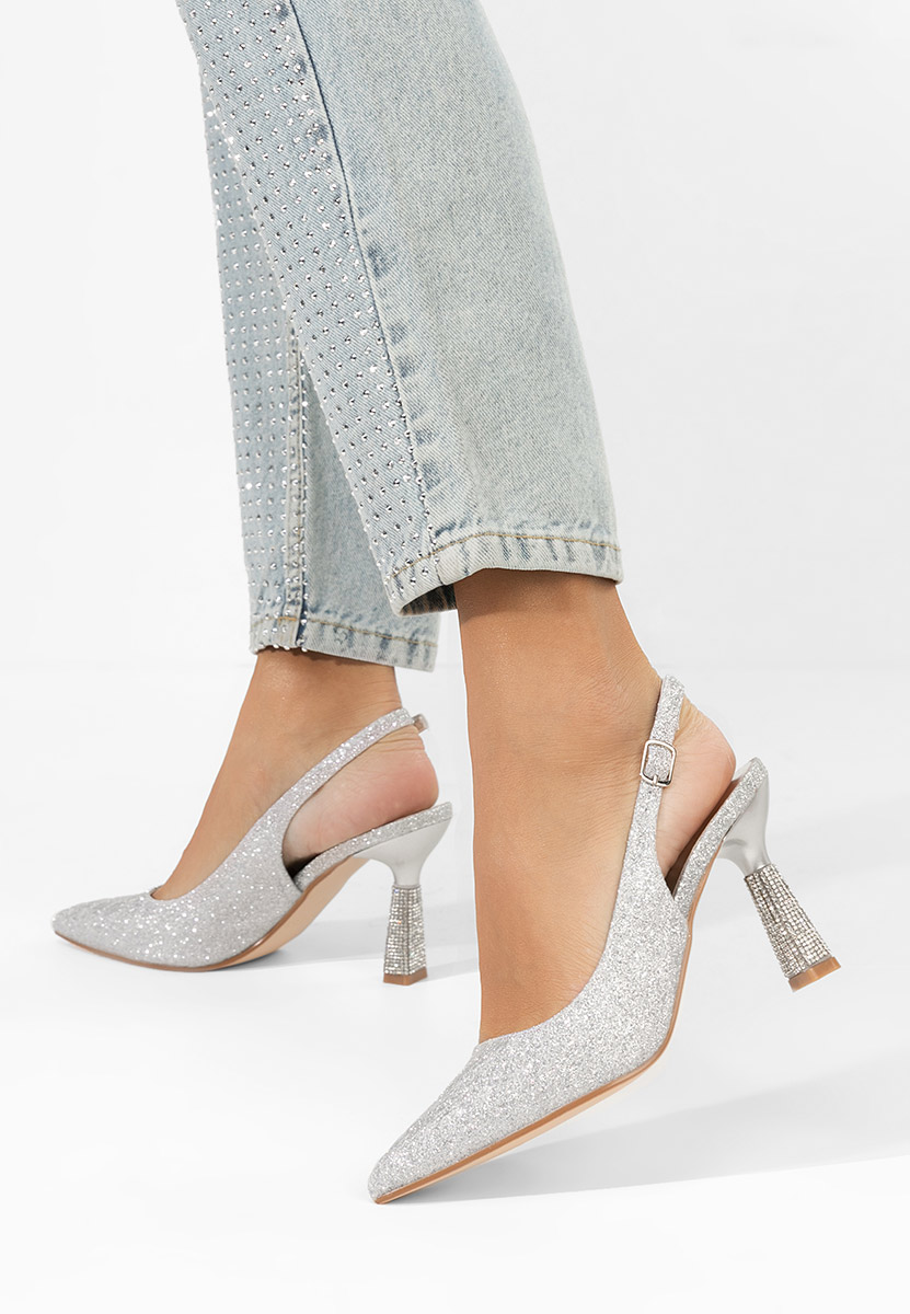 Strieborné elegantné dámske lodičky Axellia
