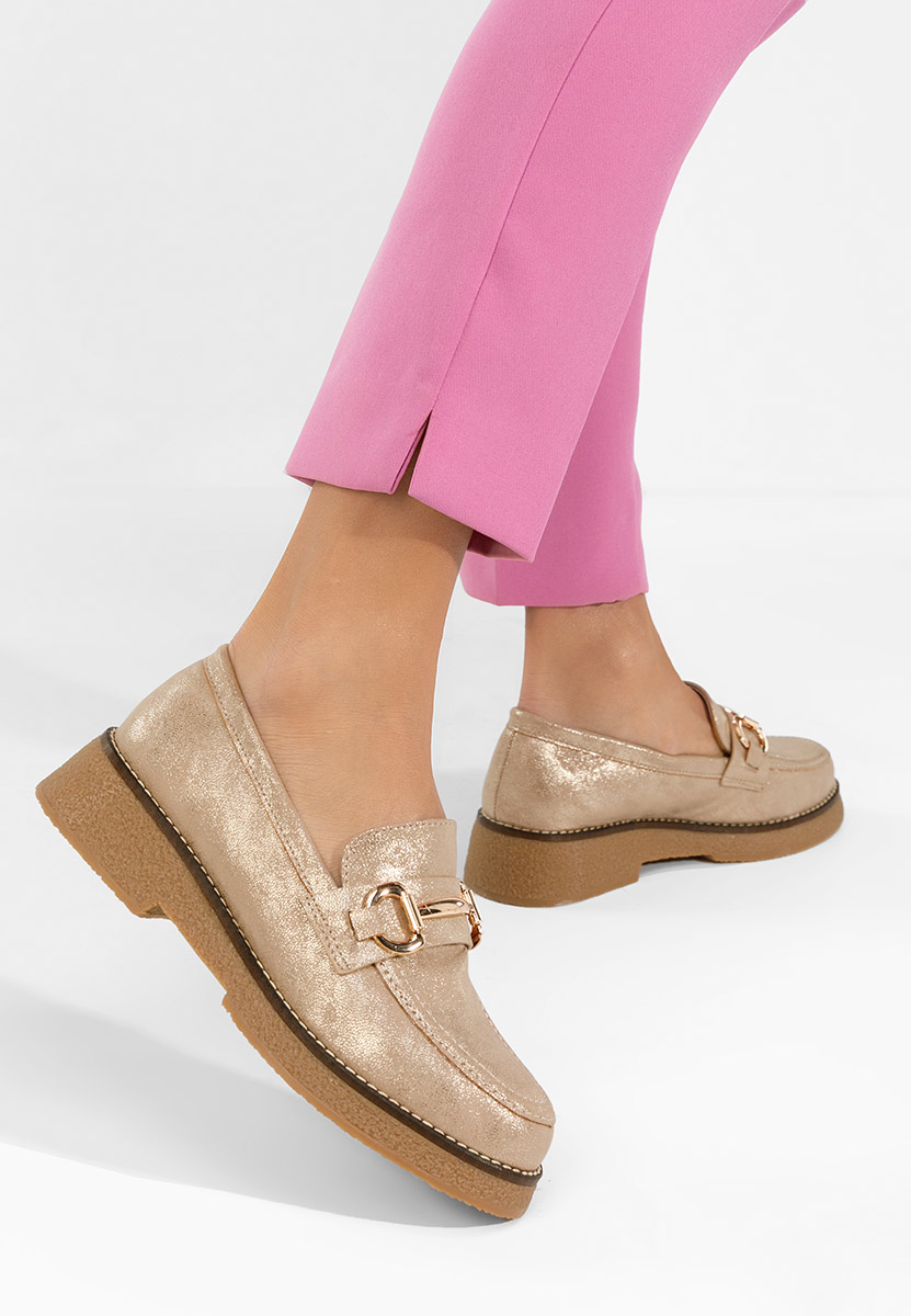 Zlaté mokasíny dámske Ylenia