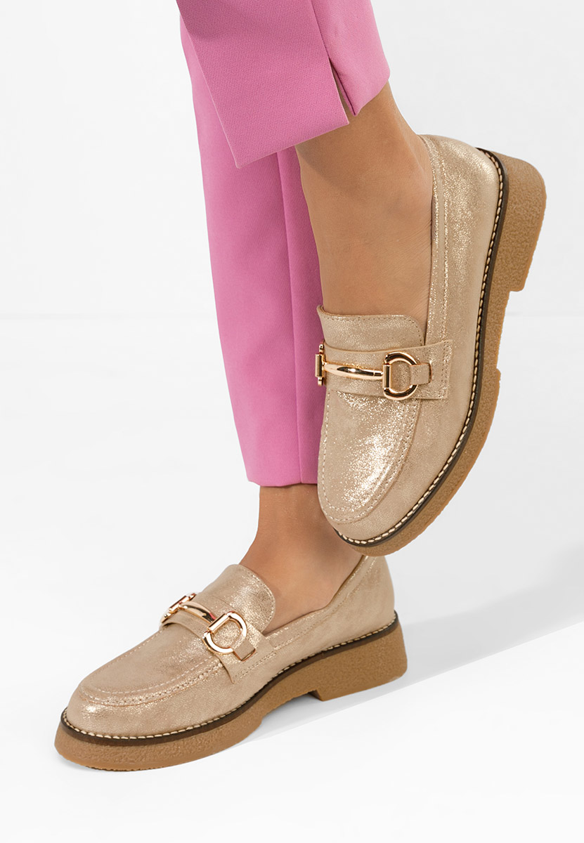 Zlaté mokasíny dámske Ylenia