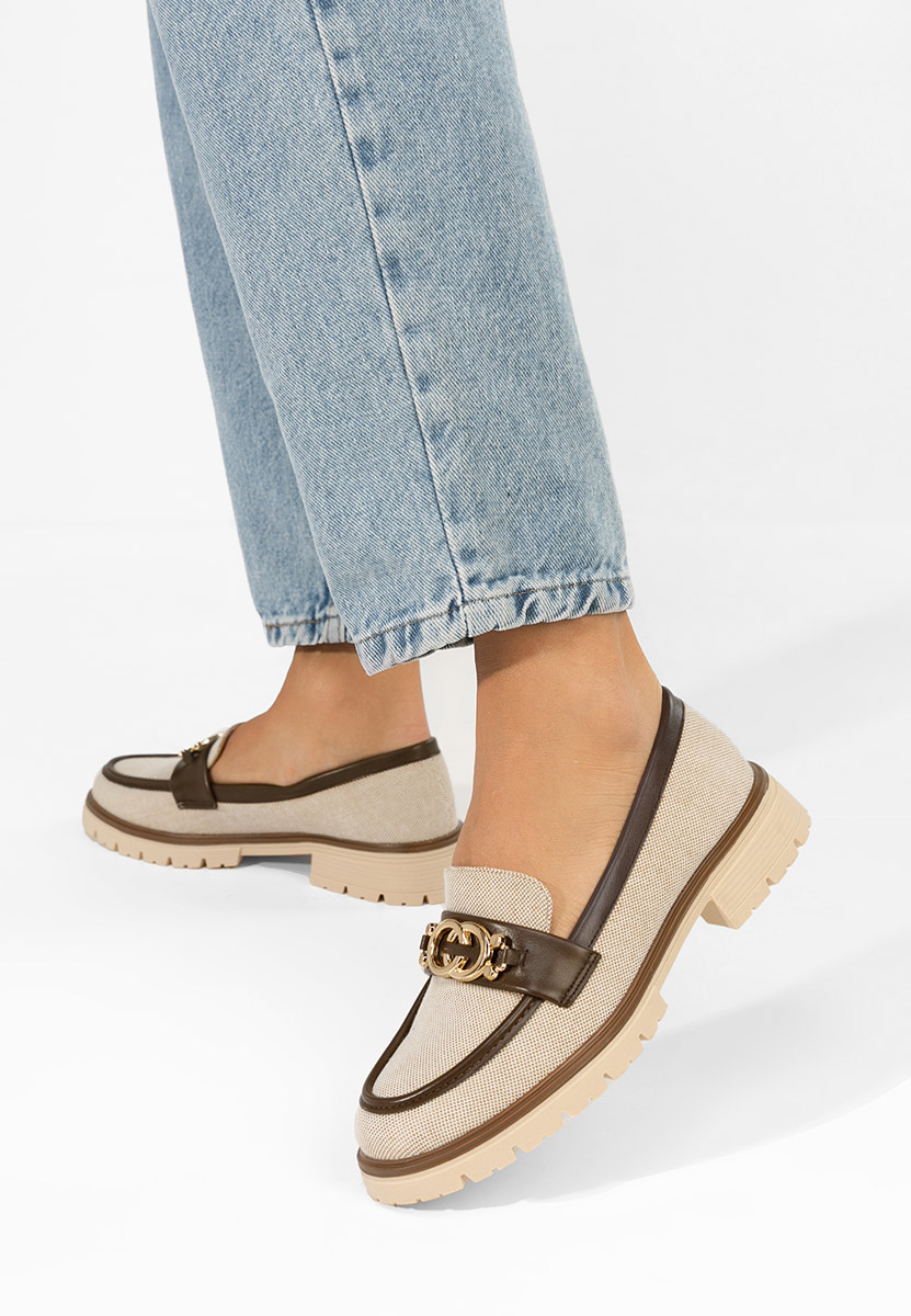 Béžové dámske mokasíny Lenisia