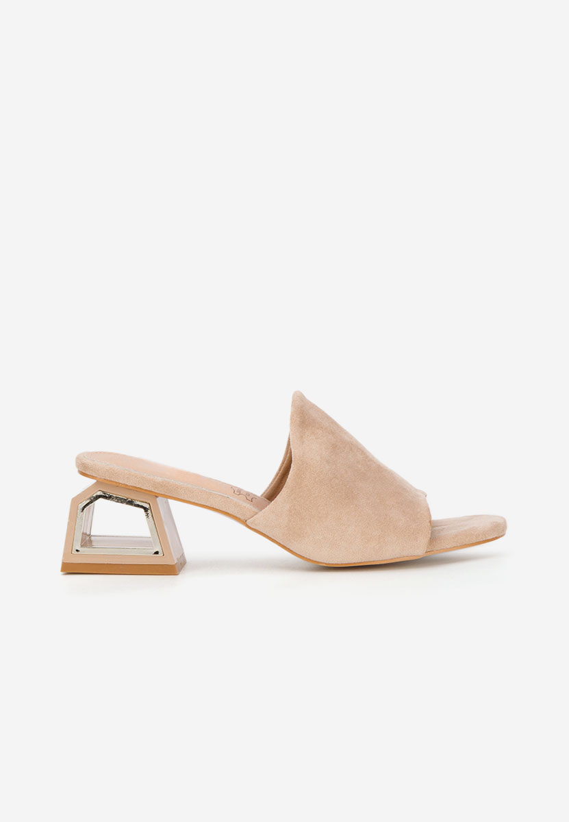 Khaki šľapky na opätku Alesandria