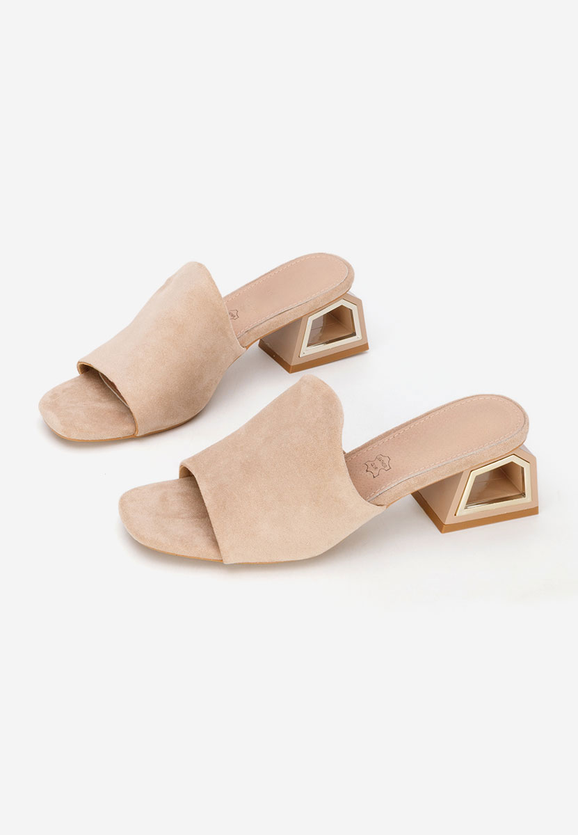 Khaki šľapky na opätku Alesandria