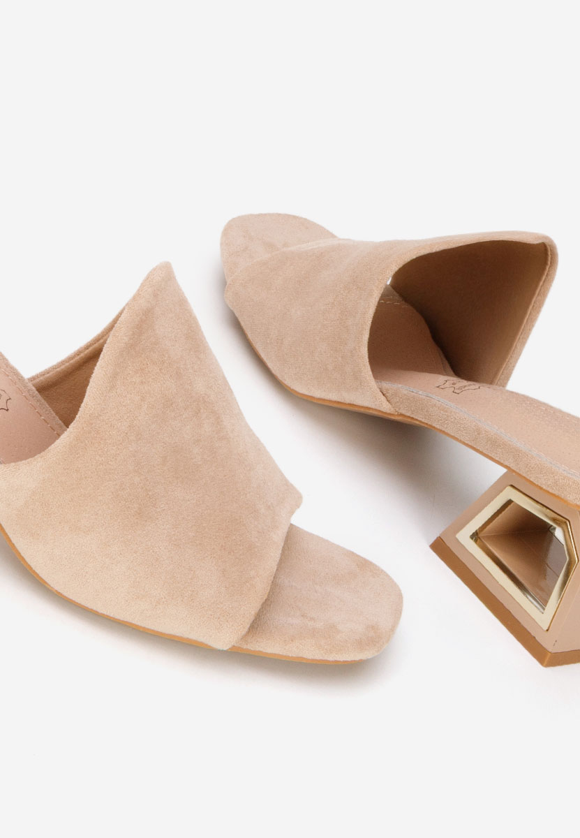 Khaki šľapky na opätku Alesandria