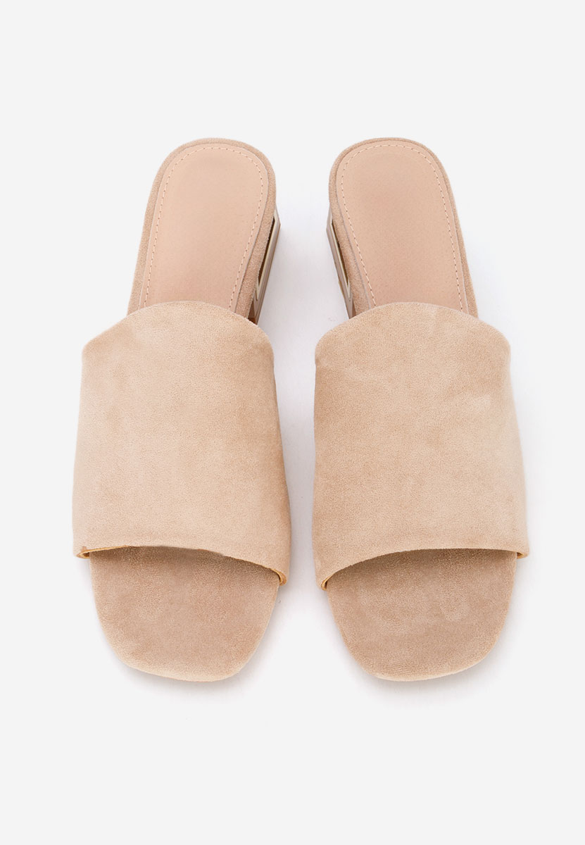 Khaki šľapky na opätku Alesandria