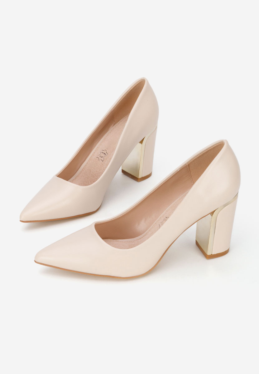 Béžové lodičky na hrubom opätku Geoana