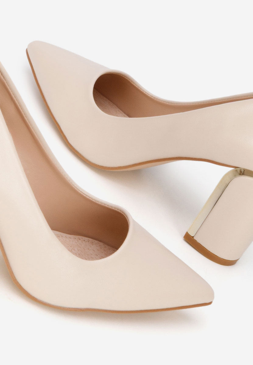 Béžové lodičky na hrubom opätku Geoana