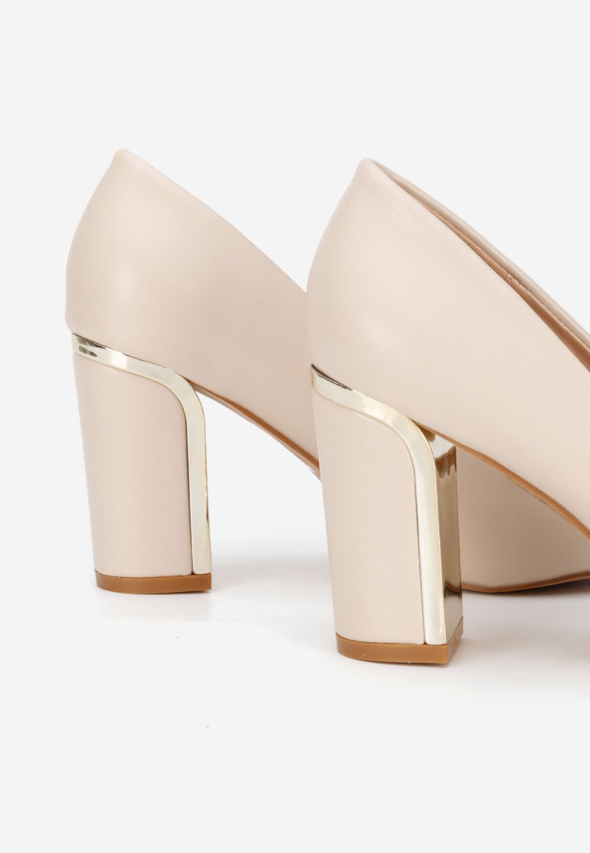 Béžové lodičky na hrubom opätku Geoana