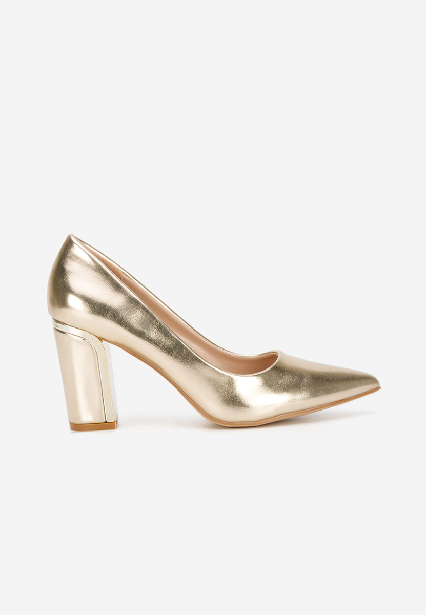 Zlaté lodičky na hrubom opätku Geoana