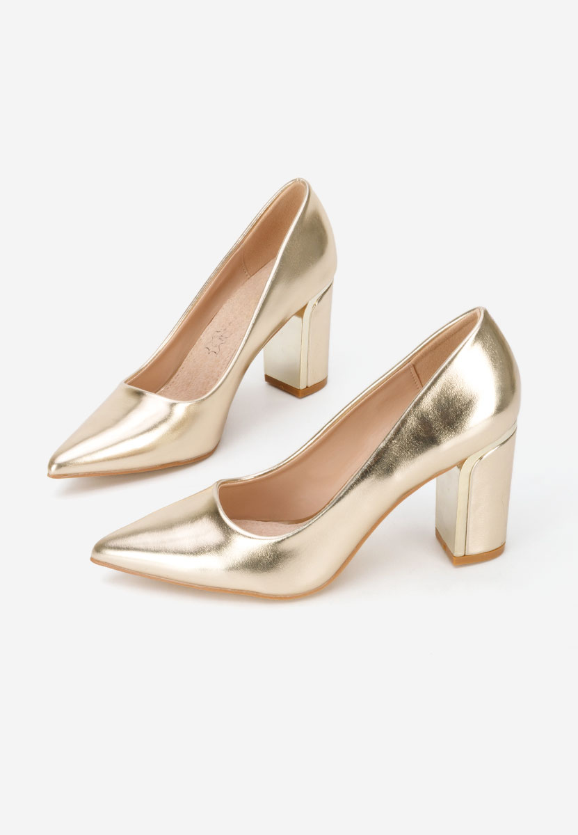 Zlaté lodičky na hrubom opätku Geoana