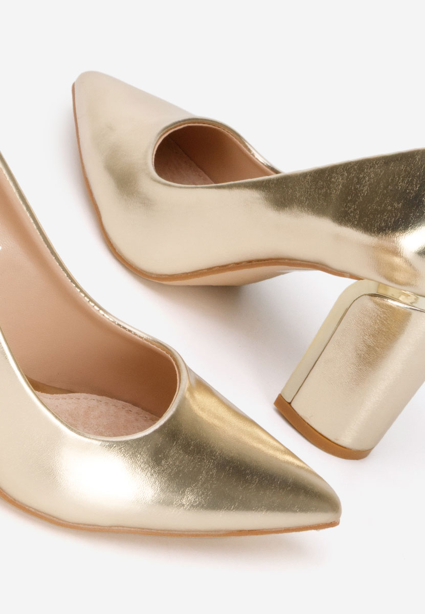 Zlaté lodičky na hrubom opätku Geoana